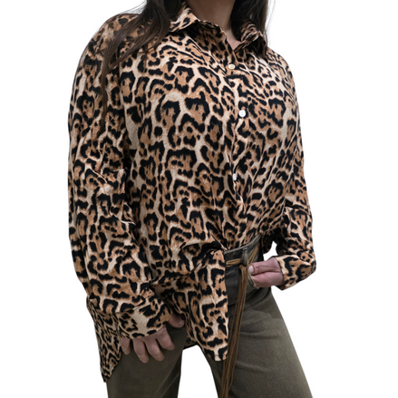 Camicia Leopardata Chic con Nodo