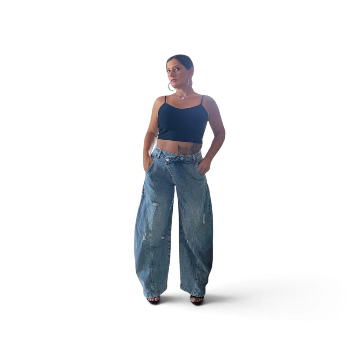Jeans Baloon per Donna - Pantaloni Larghi in Jeans con Stile Casual e Comfortabile - Look Moderno e Versatile - Ideali per Diverse Occasioni