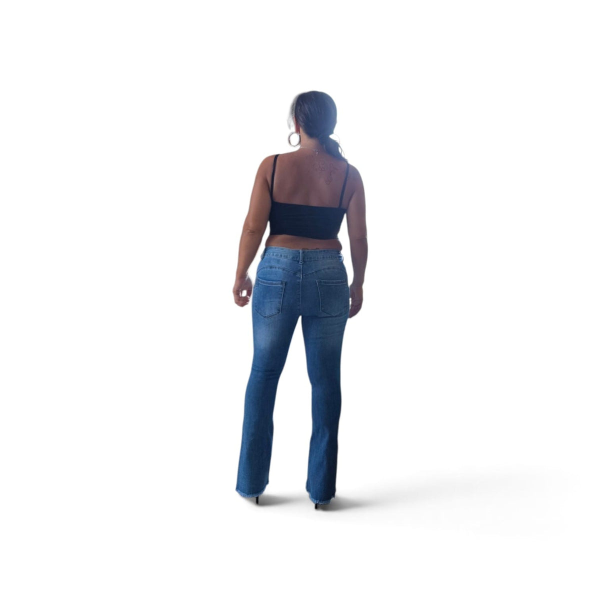 Jeans Flare Push-Up in Denim Blu per Donna con Taglio a Gamba Larga Effetto Push-Up Comfortabile e Versatile per Occasioni Quotidiane