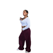 Completo Casual in Jersey con Top e Pantaloni Rosa e Bianco per Donna