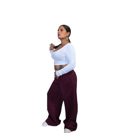 Completo Casual in Jersey con Top e Pantaloni Rosa e Bianco per Donna