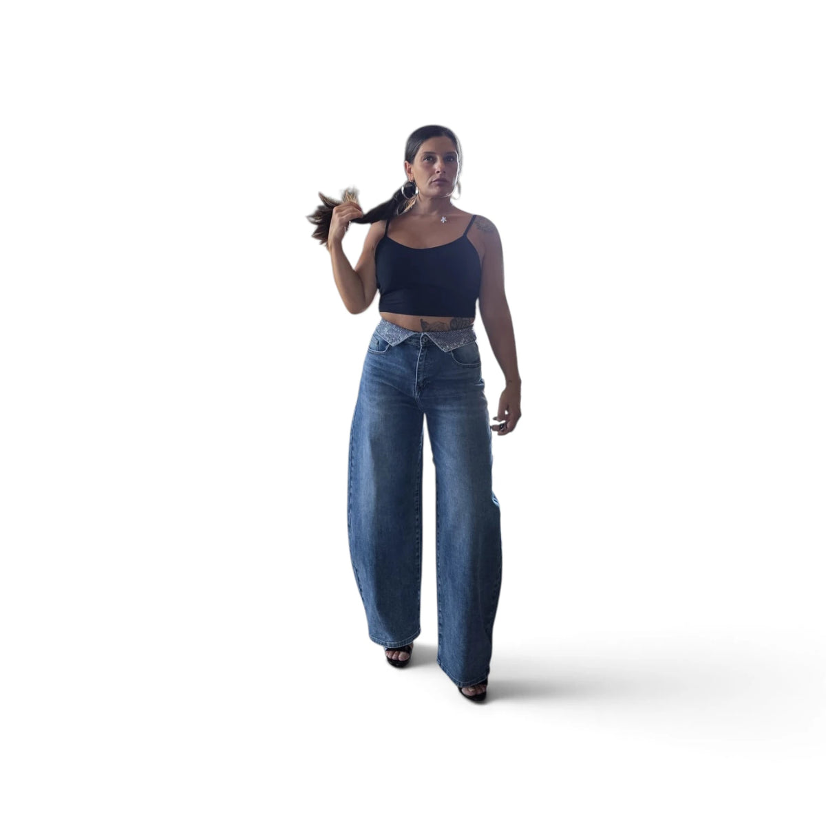 Jeans Brillantinato con Dettagli Eleganti e Stile Moderno per un Look Fashionabile Comfort e Versatilità per Ogni Occasione