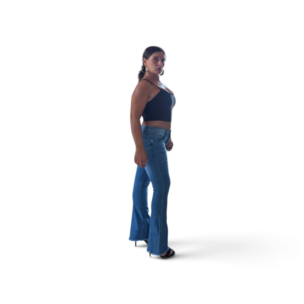 Jeans Flare Push-Up in Denim Blu per Donna con Taglio a Gamba Larga Effetto Push-Up Comfortabile e Versatile per Occasioni Quotidiane