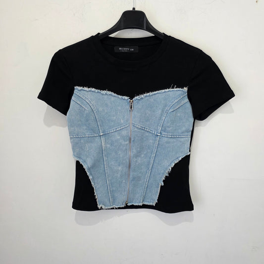 Maglia Donna in Denim con Zip 