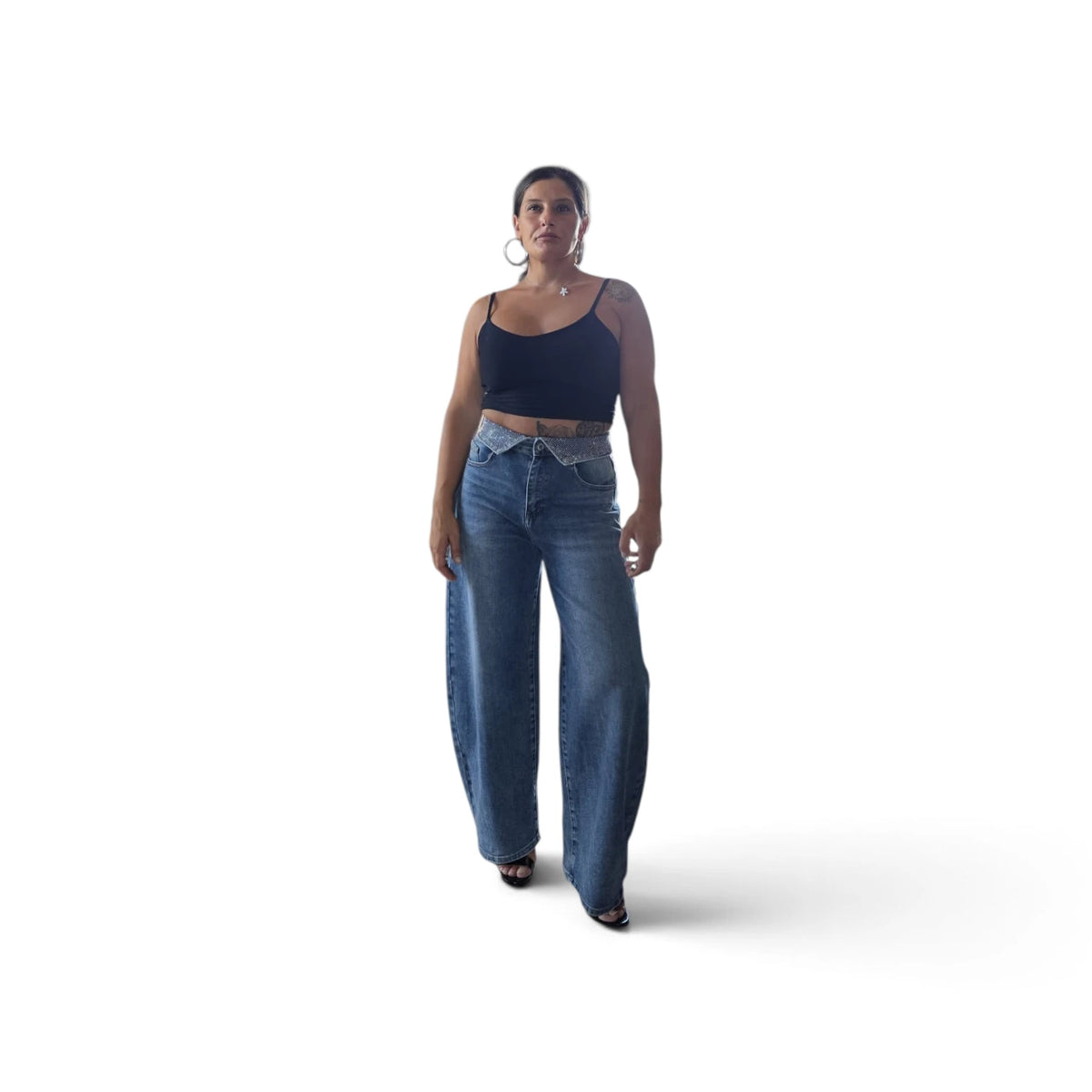 Jeans Brillantinato con Dettagli Eleganti e Stile Moderno per un Look Fashionabile Comfort e Versatilità per Ogni Occasione