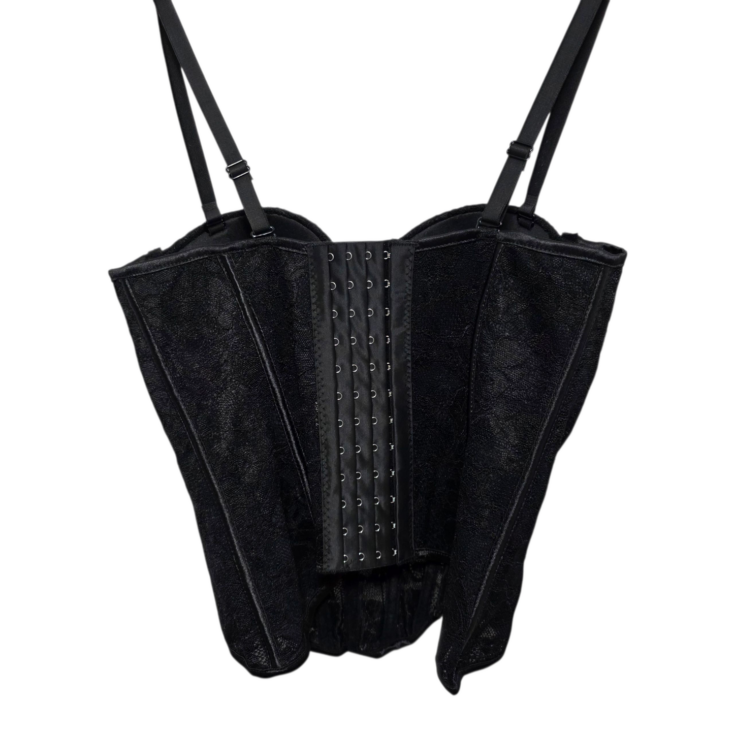Corsetto in Pizzo Nero con Coppe Rinforzate