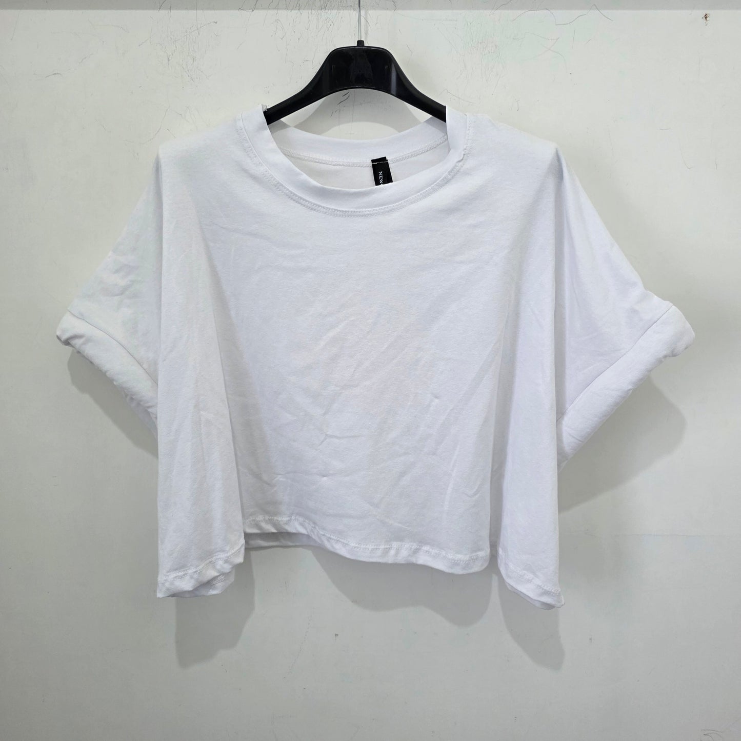 T-shirt Crop Oversize con Maniche A-Rolled in Giallo Chic 
