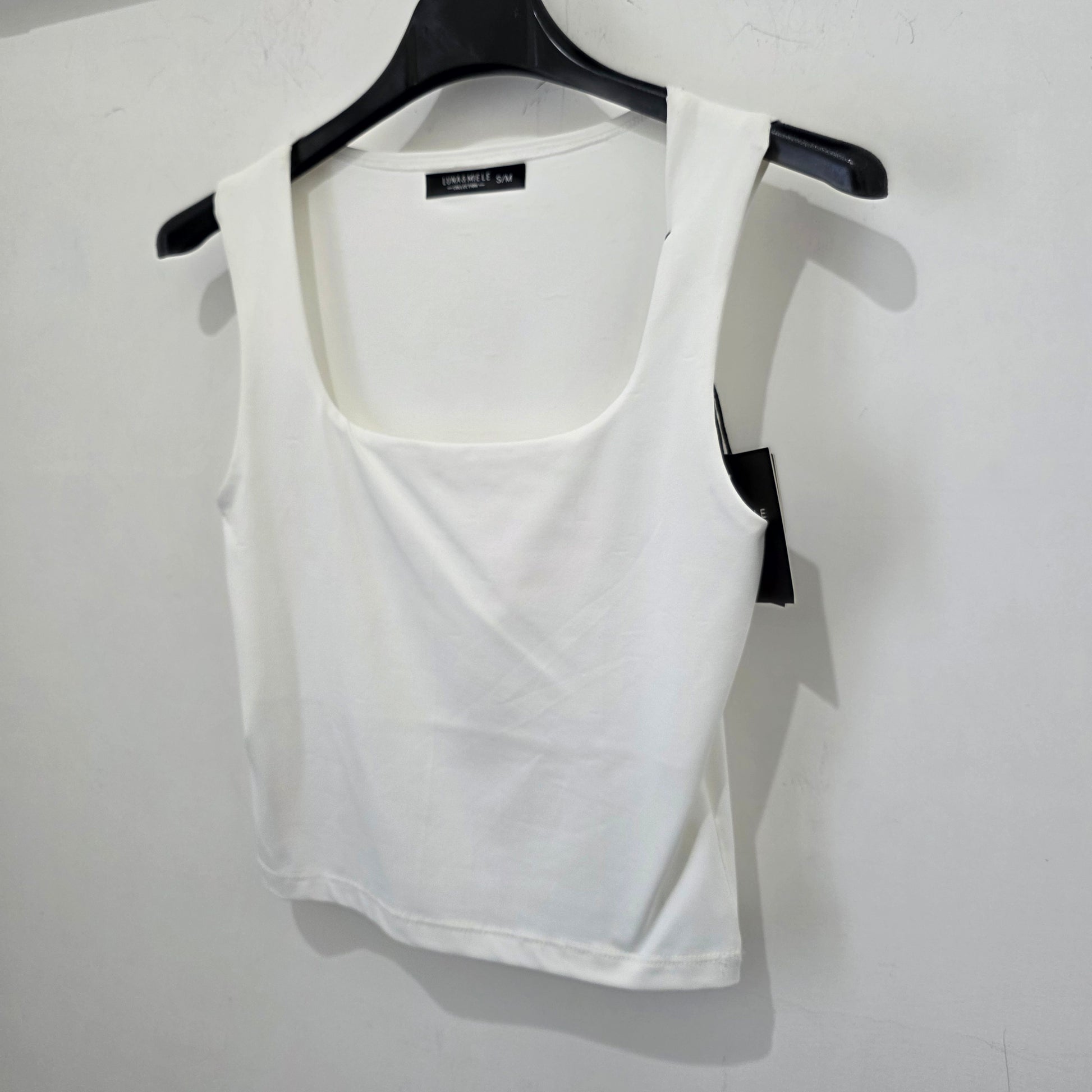 Top Crop Bianco Donna Senza Maniche in Cotone Elastico per Stile