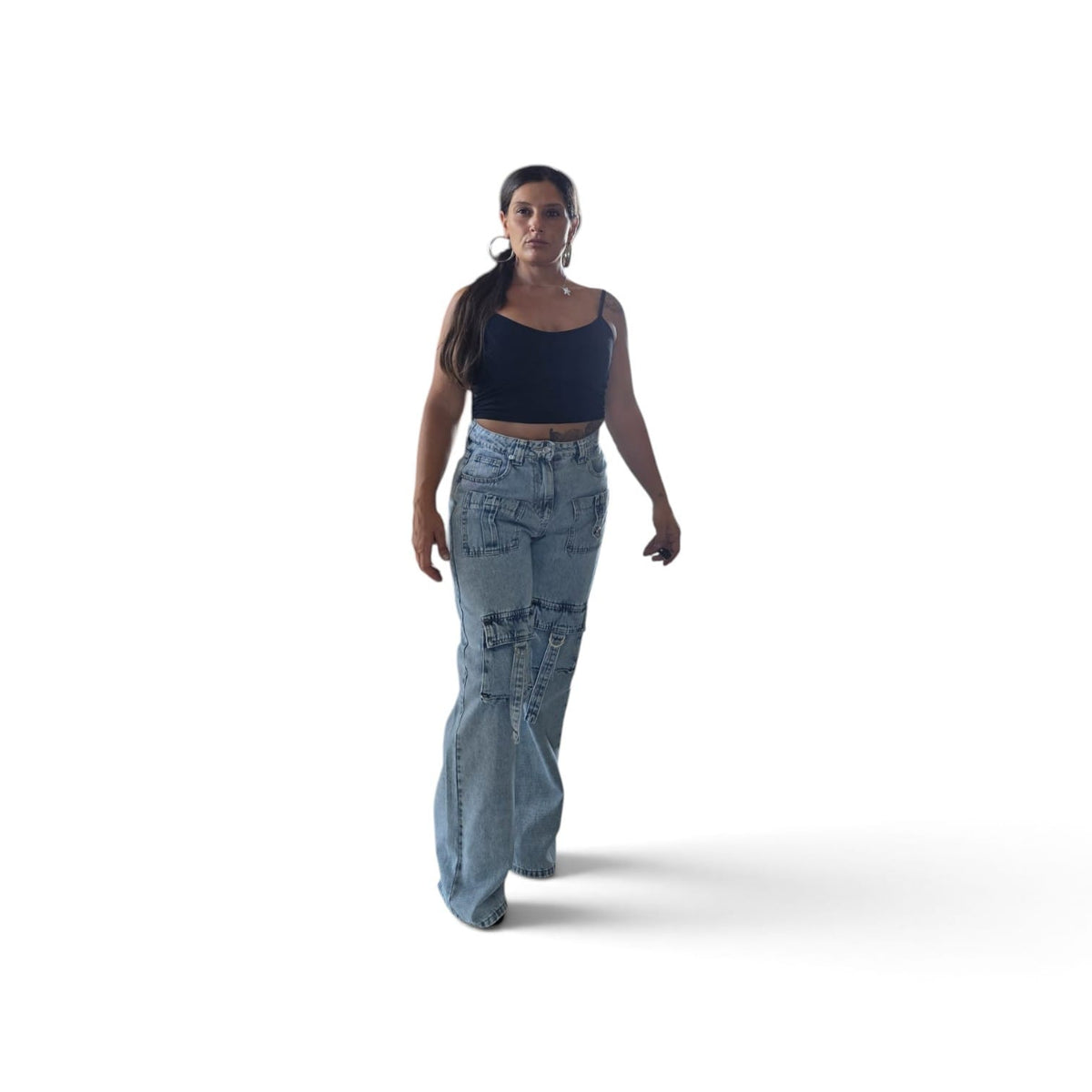 Jeans Denim "Classic Comfort Denim Jeans" con Tasche Laterali e Design Cargo in Cotone di Alta Qualità per Un Look Casual e Stiloso