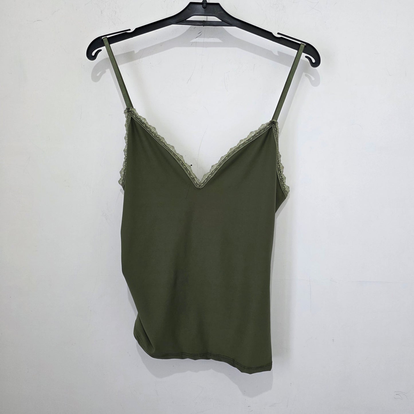 Top Spaghetti con Bordo in Pizzo Nero Elegante per Donna