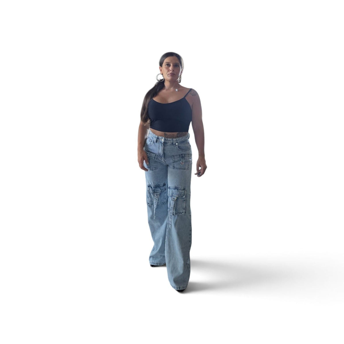 Jeans Denim "Classic Comfort Denim Jeans" con Tasche Laterali e Design Cargo in Cotone di Alta Qualità per Un Look Casual e Stiloso
