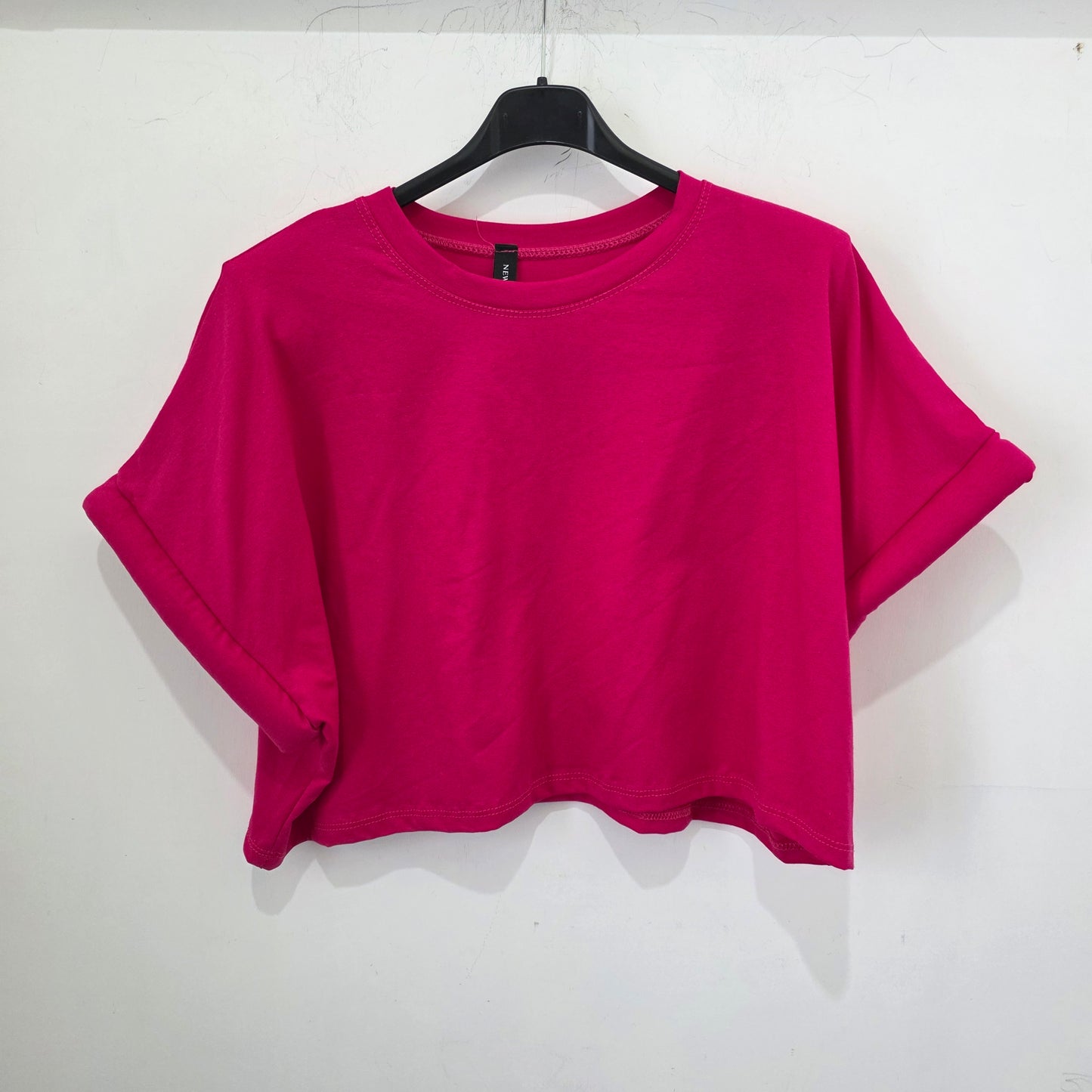 T-shirt Crop Oversize con Maniche A-Rolled in Giallo Chic 