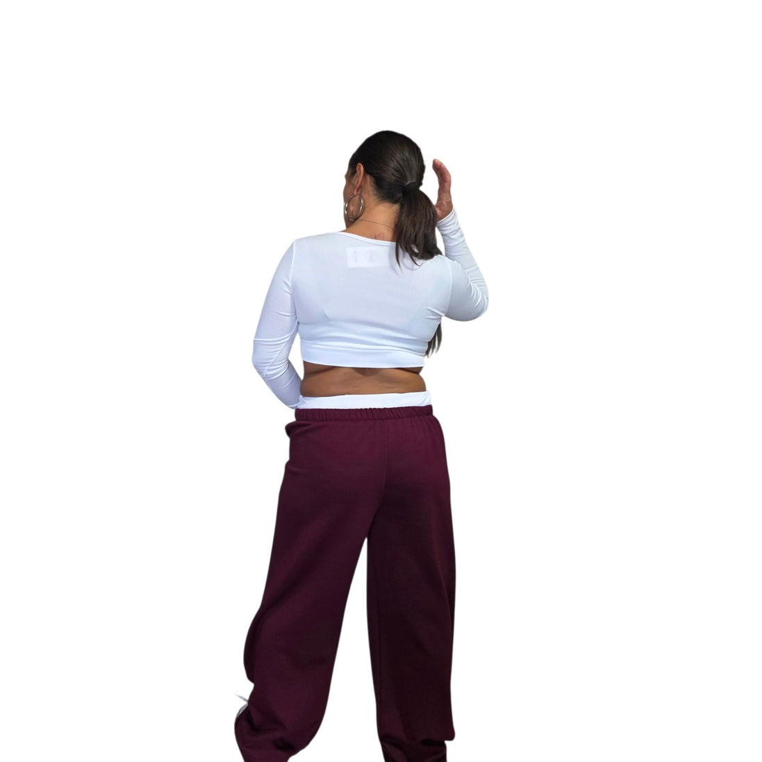 Completo Casual in Jersey con Top e Pantaloni Rosa e Bianco per Donna