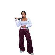 Completo Casual in Jersey con Top e Pantaloni Rosa e Bianco per Donna