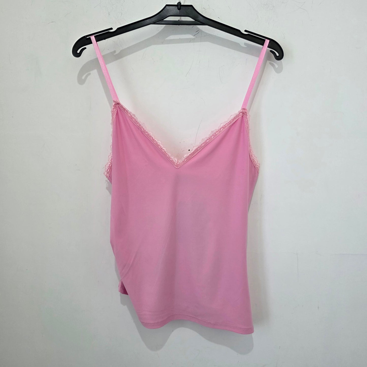 Top Spaghetti con Bordo in Pizzo Nero Elegante per Donna