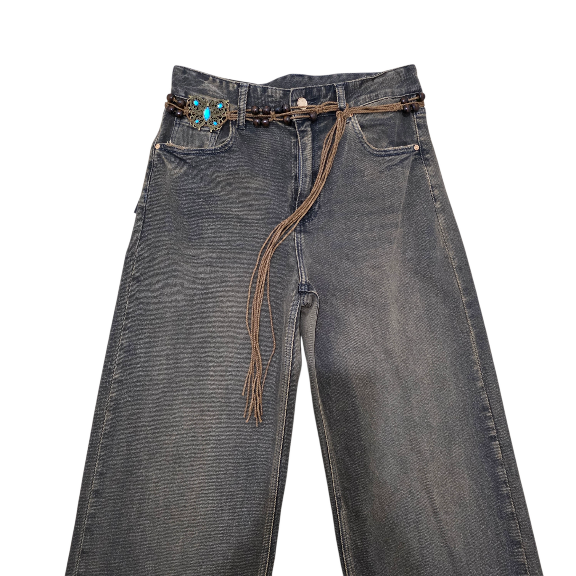 Jeans Chic "Western Vibes " con Cintura Intrecciata e Dettagli 