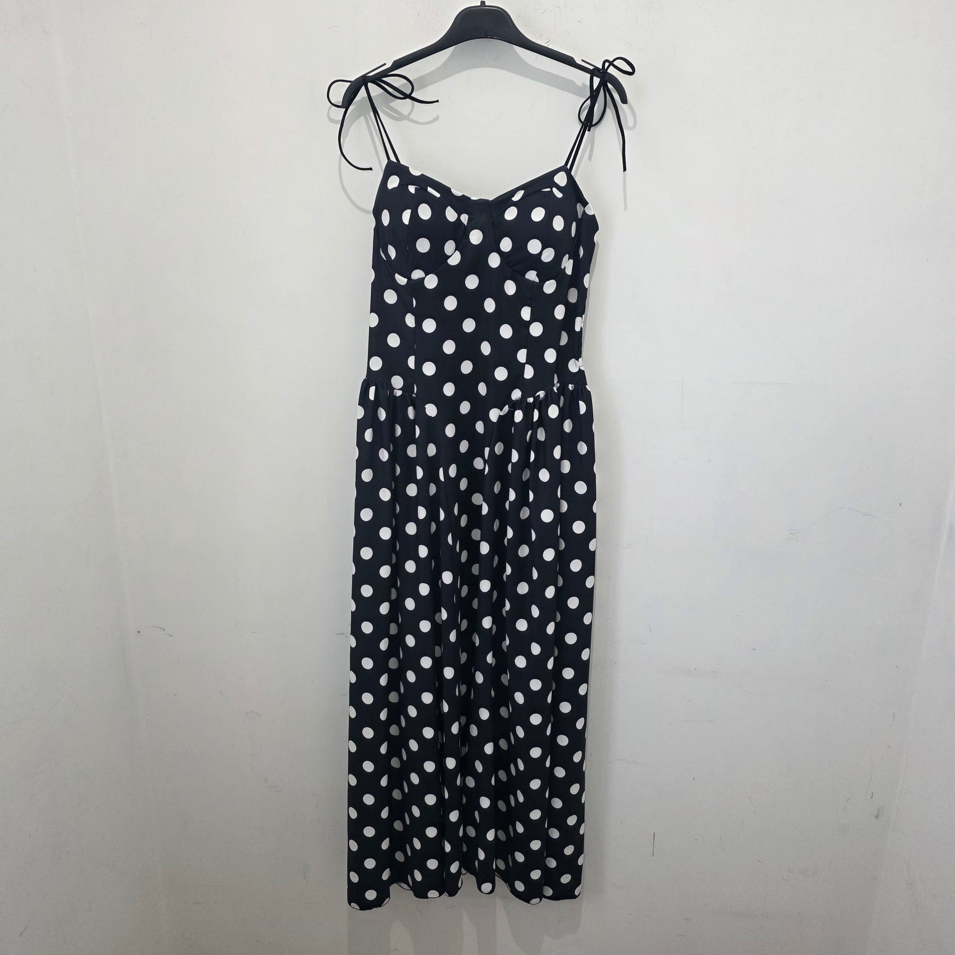 Vestito Estivo a Pois con Spalline Regolabili in Tessuto Leggero 