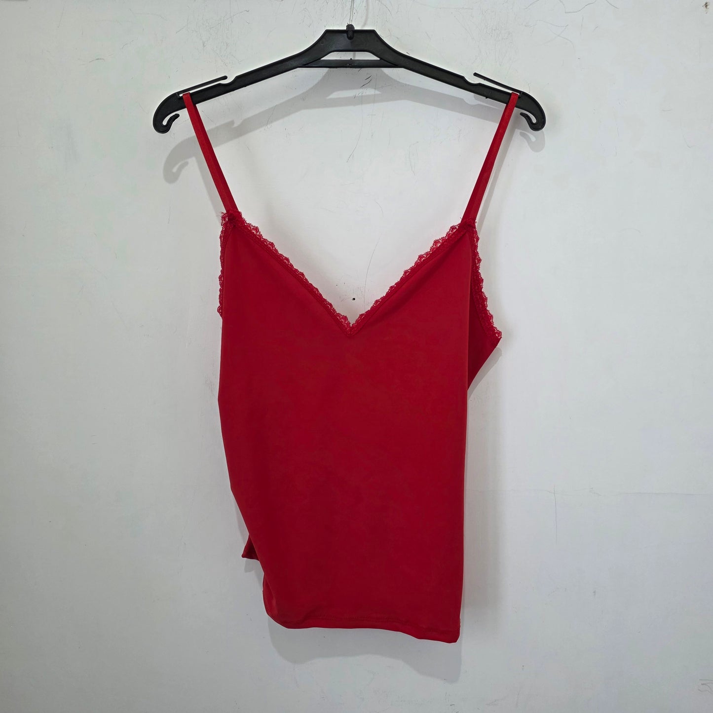 Top Spaghetti con Bordo in Pizzo Nero Elegante per Donna