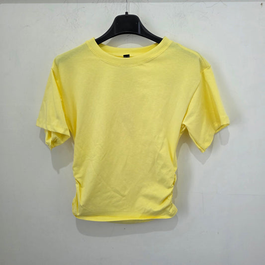 T-shirt con Arricciatura Laterale e Maniche Corte in Nero Stile Casual