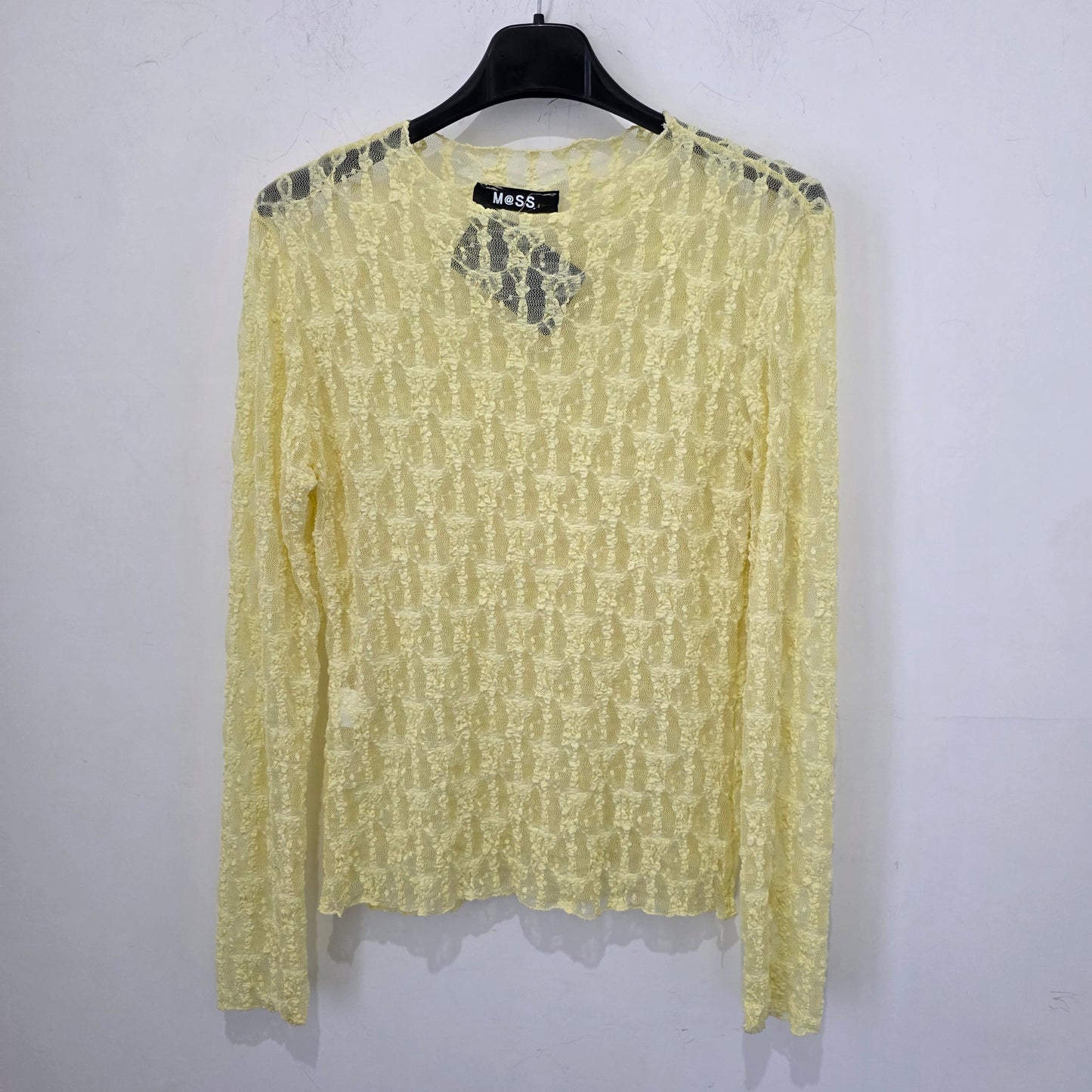 Maglia in Pizzo Blu Scuro con Maniche Lunghe per Donna Elegante 