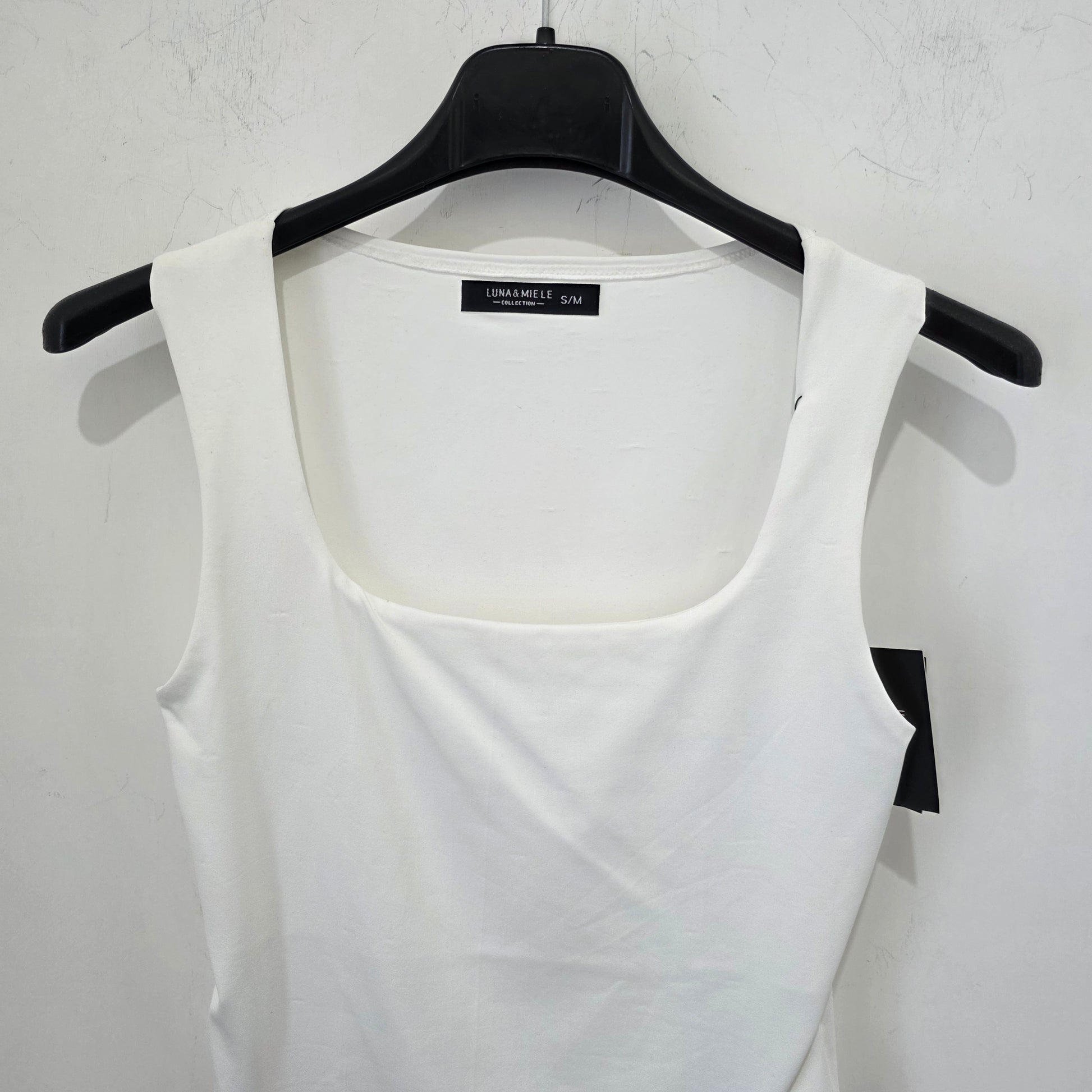 Top Crop Bianco Donna Senza Maniche in Cotone Elastico per Stile