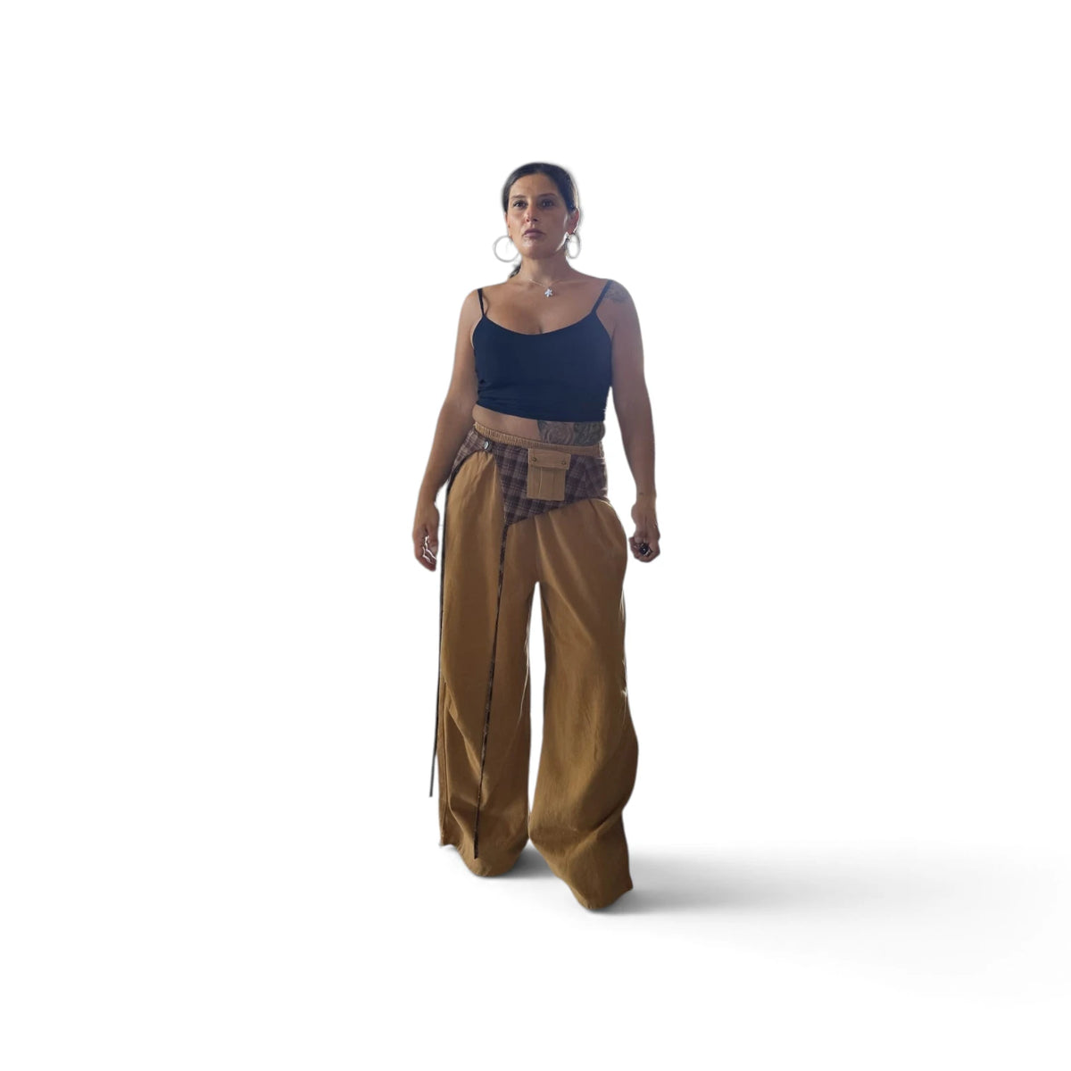 Pantaloni Larghi in Tessuto Naturale con Cintura Regolabile per Donna Stile Casual e Comfortabile