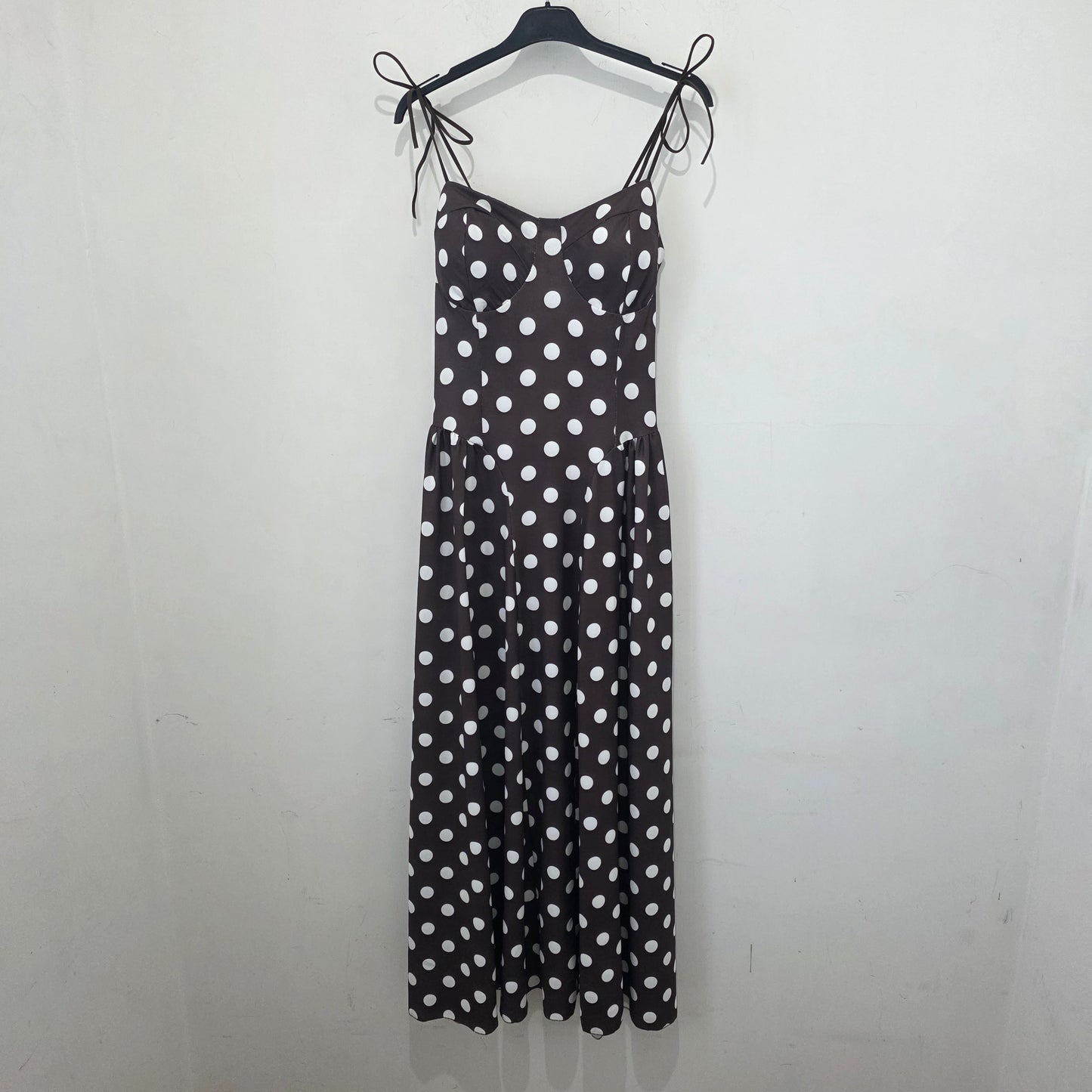 Vestito Estivo a Pois con Spalline Regolabili in Tessuto Leggero 