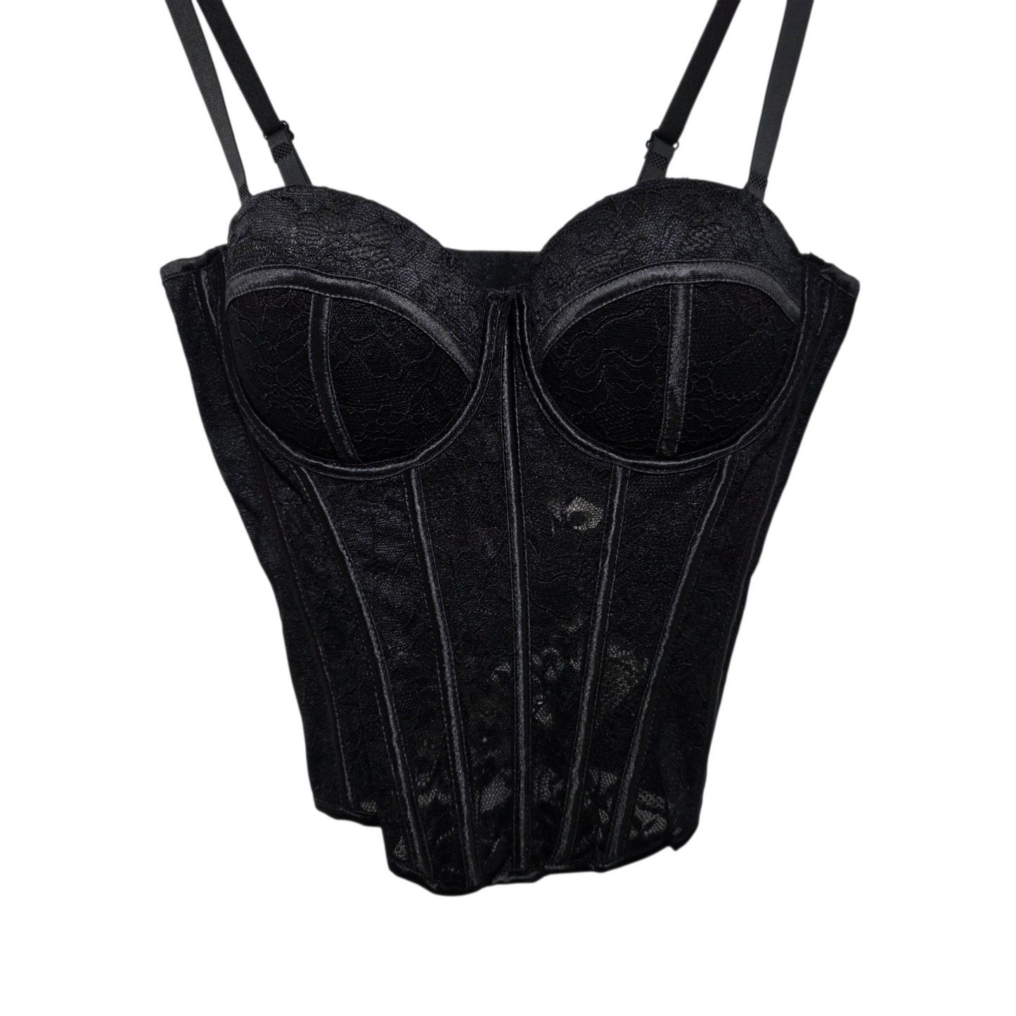 Corsetto in Pizzo Nero con Coppe Rinforzate