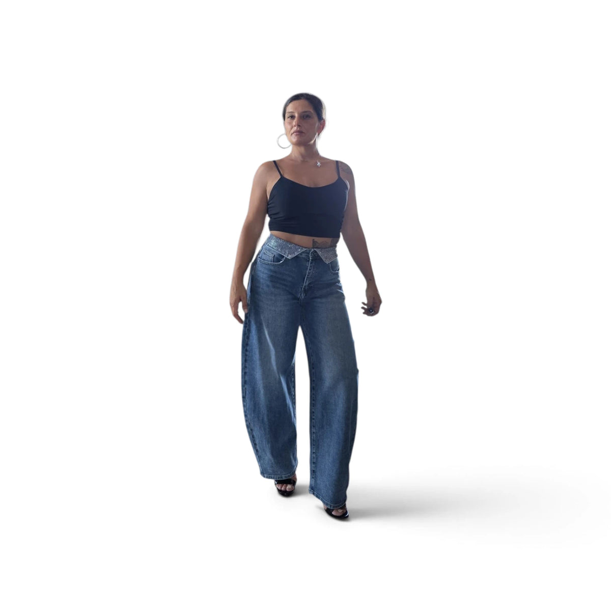 Jeans Brillantinato con Dettagli Eleganti e Stile Moderno per un Look Fashionabile Comfort e Versatilità per Ogni Occasione