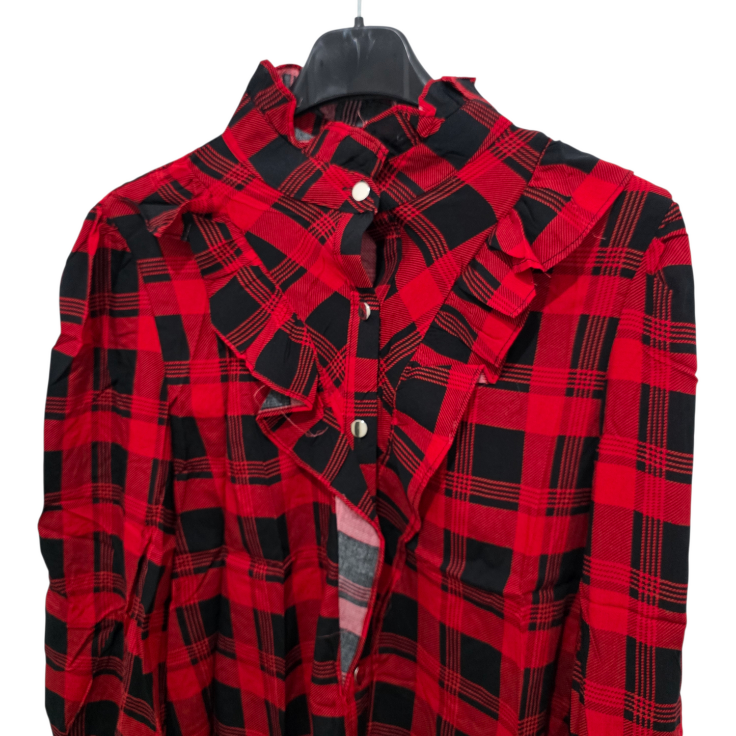 Camicia a Quadri Rossa con Rouches
