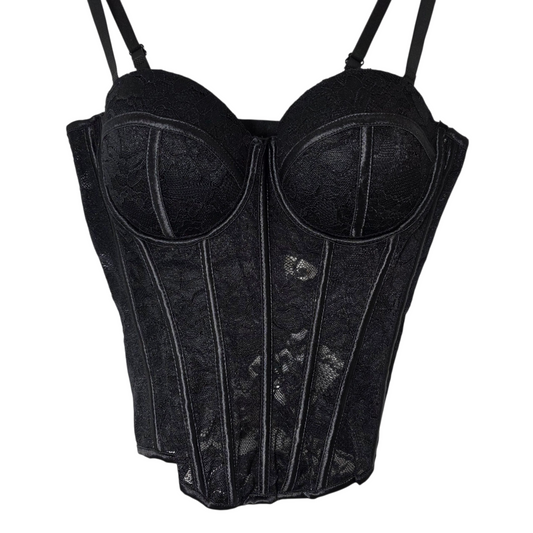 Corsetto in Pizzo Nero con Coppe Rinforzate
