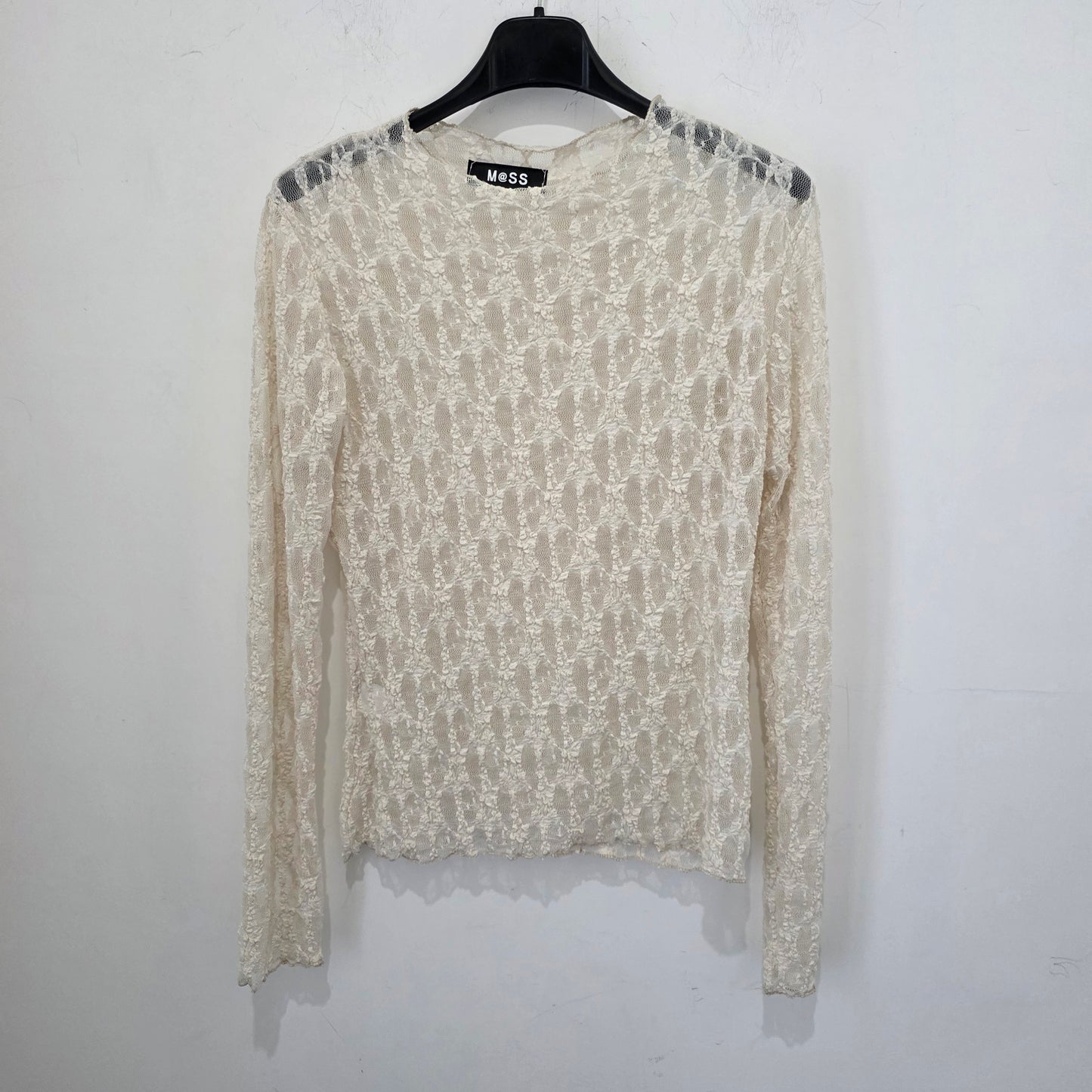Maglia in Pizzo Blu Scuro con Maniche Lunghe per Donna Elegante 