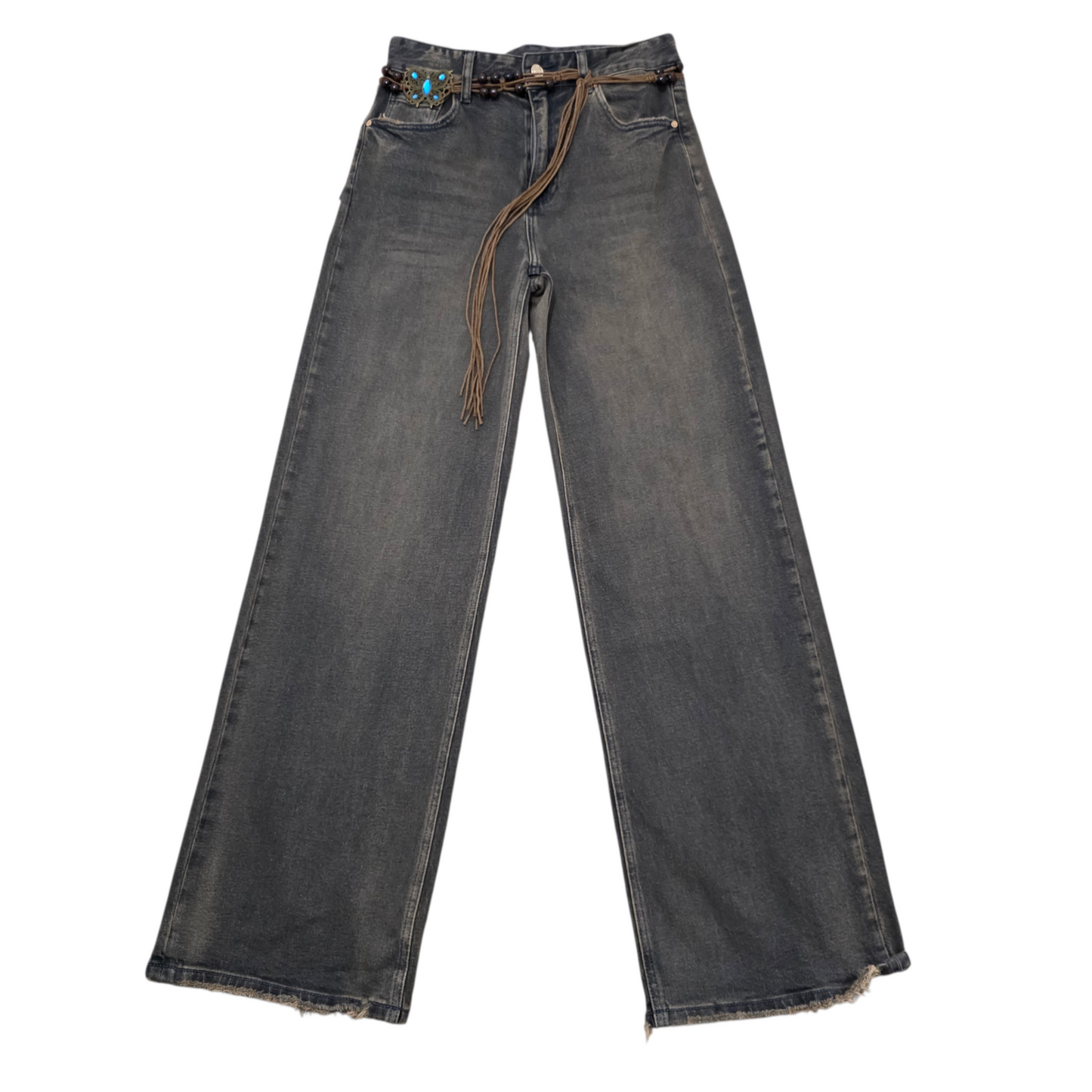 Jeans Chic "Western Vibes " con Cintura Intrecciata e Dettagli 