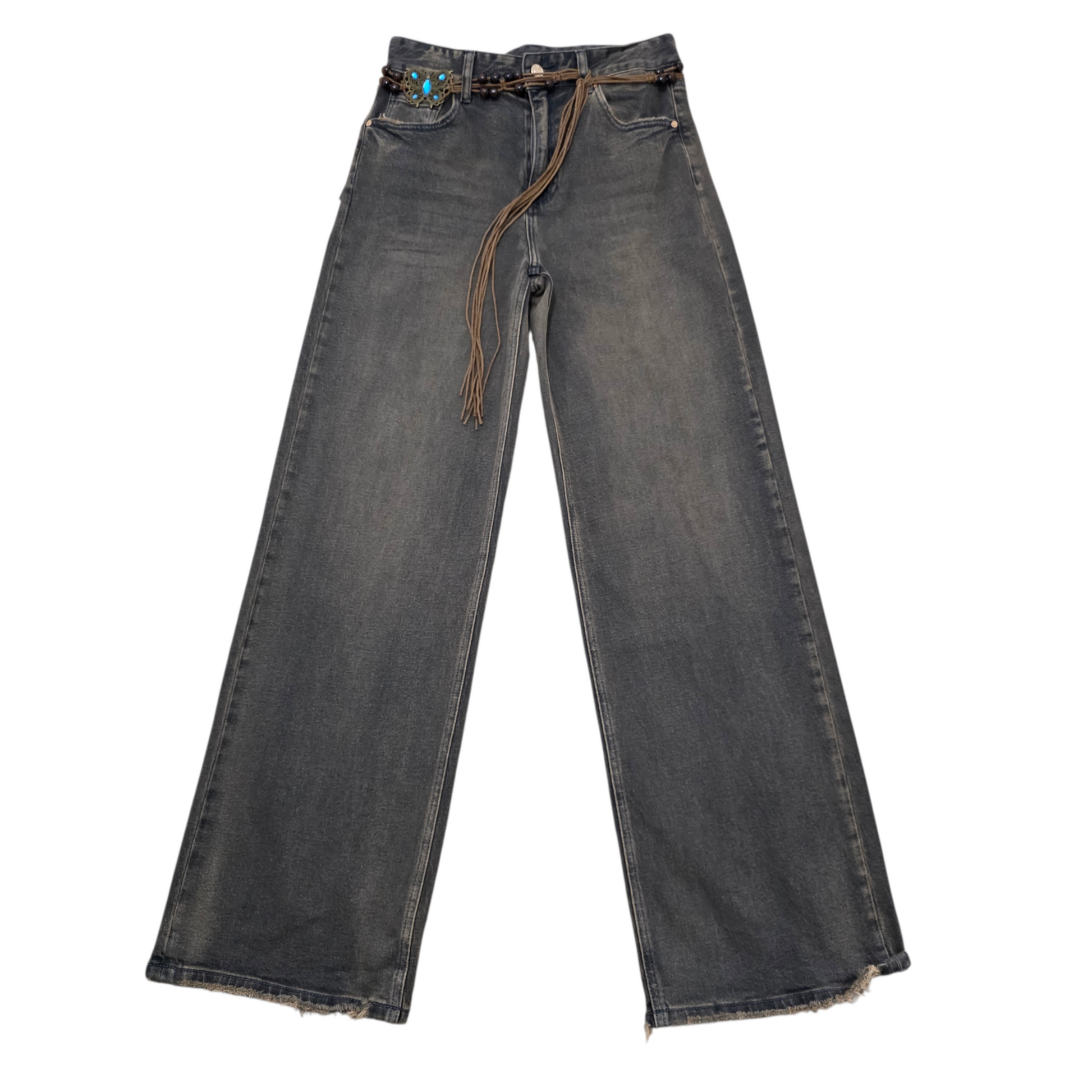 Jeans Chic "Western Vibes " con Cintura Intrecciata e Dettagli 