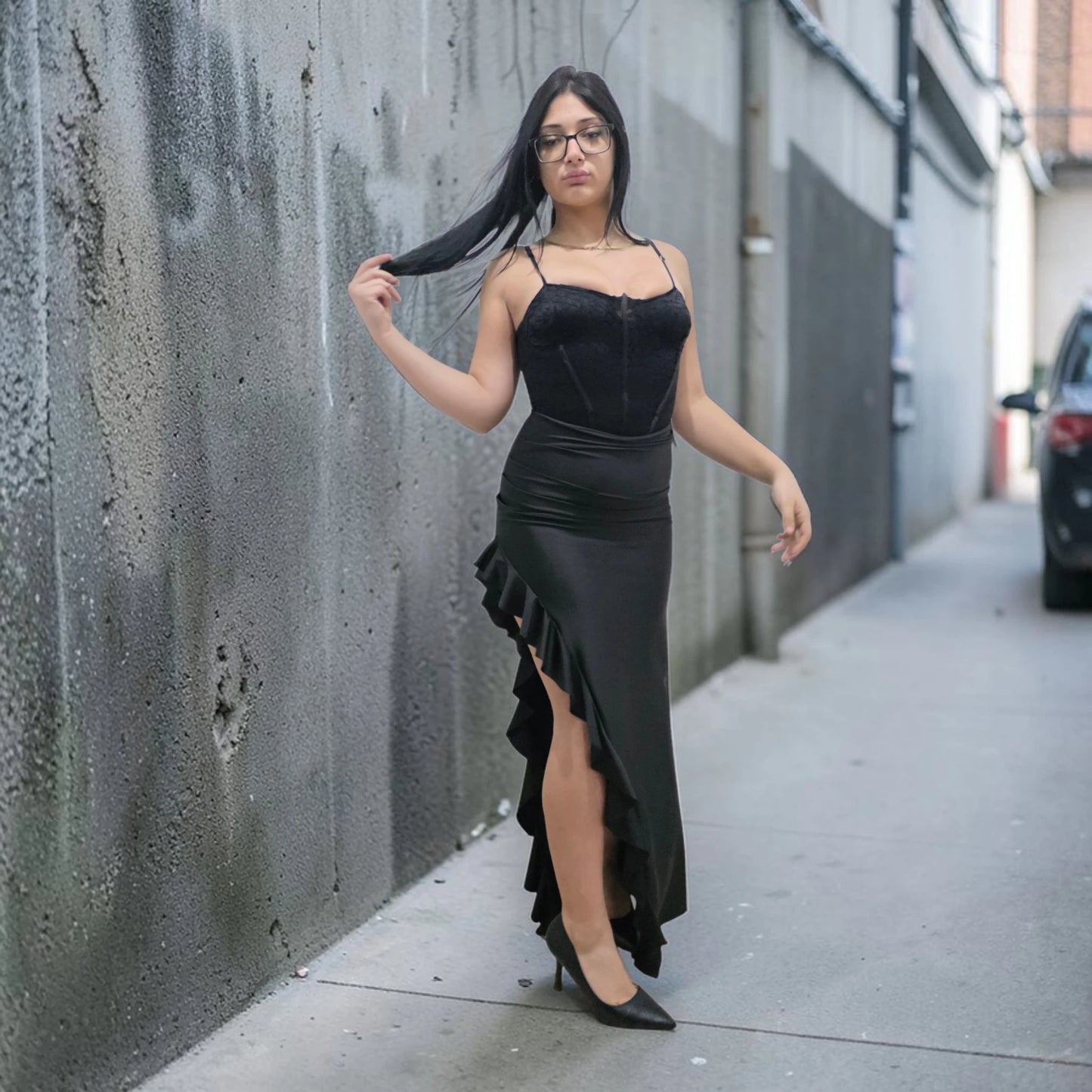 Abito Elegante con Rouches