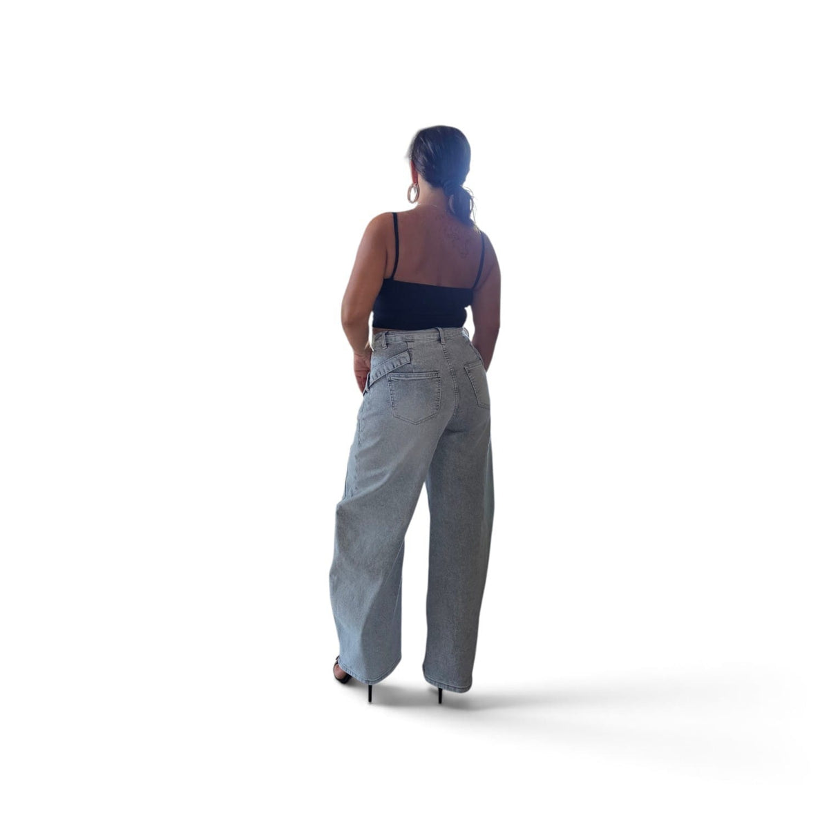 Jeans Cargo in Denim Grigio con Tasche Laterali e Design Casual per Uomo e Donna