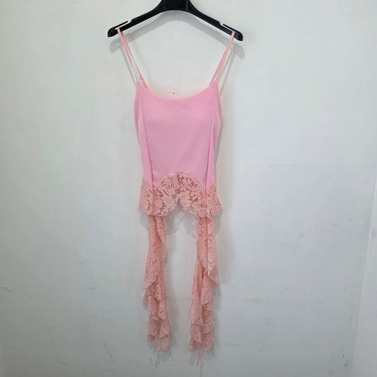 Abbigliamento Donna - Top in Rete con Dettagli a Ruffle e Spalline 