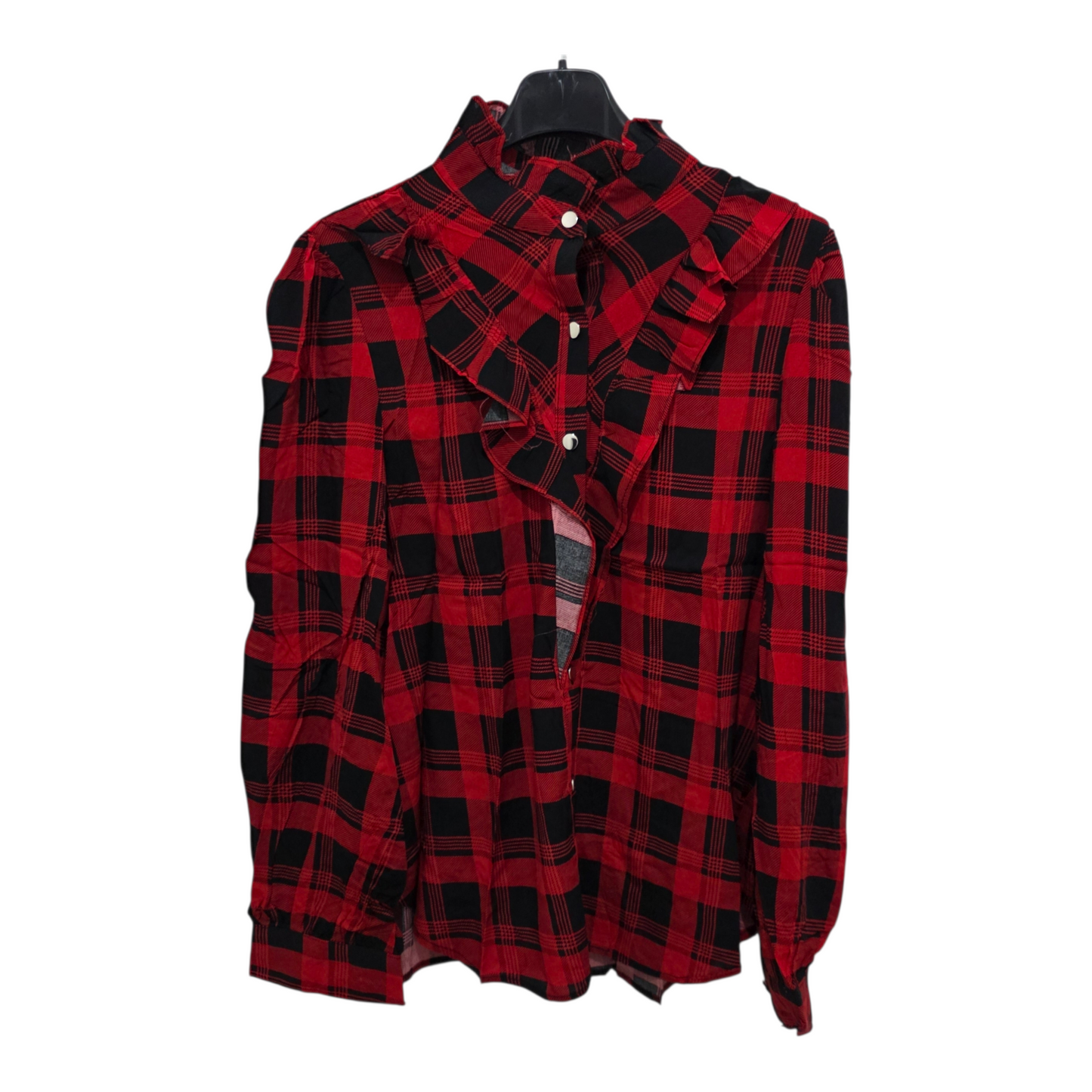 Camicia a Quadri Rossa con Rouches