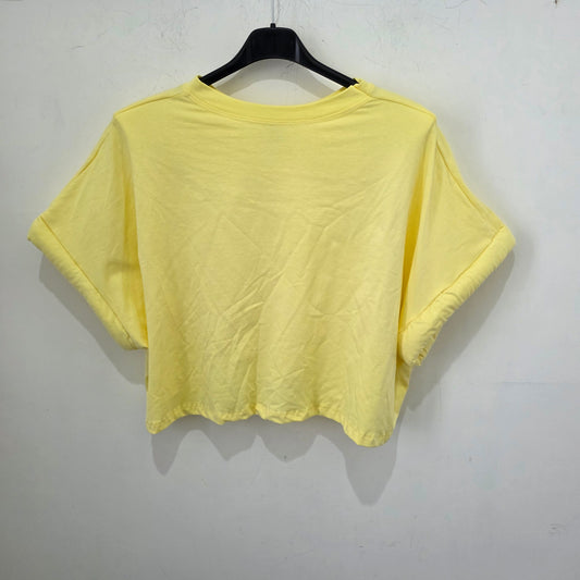 T-shirt Crop Oversize con Maniche A-Rolled in Giallo Chic 