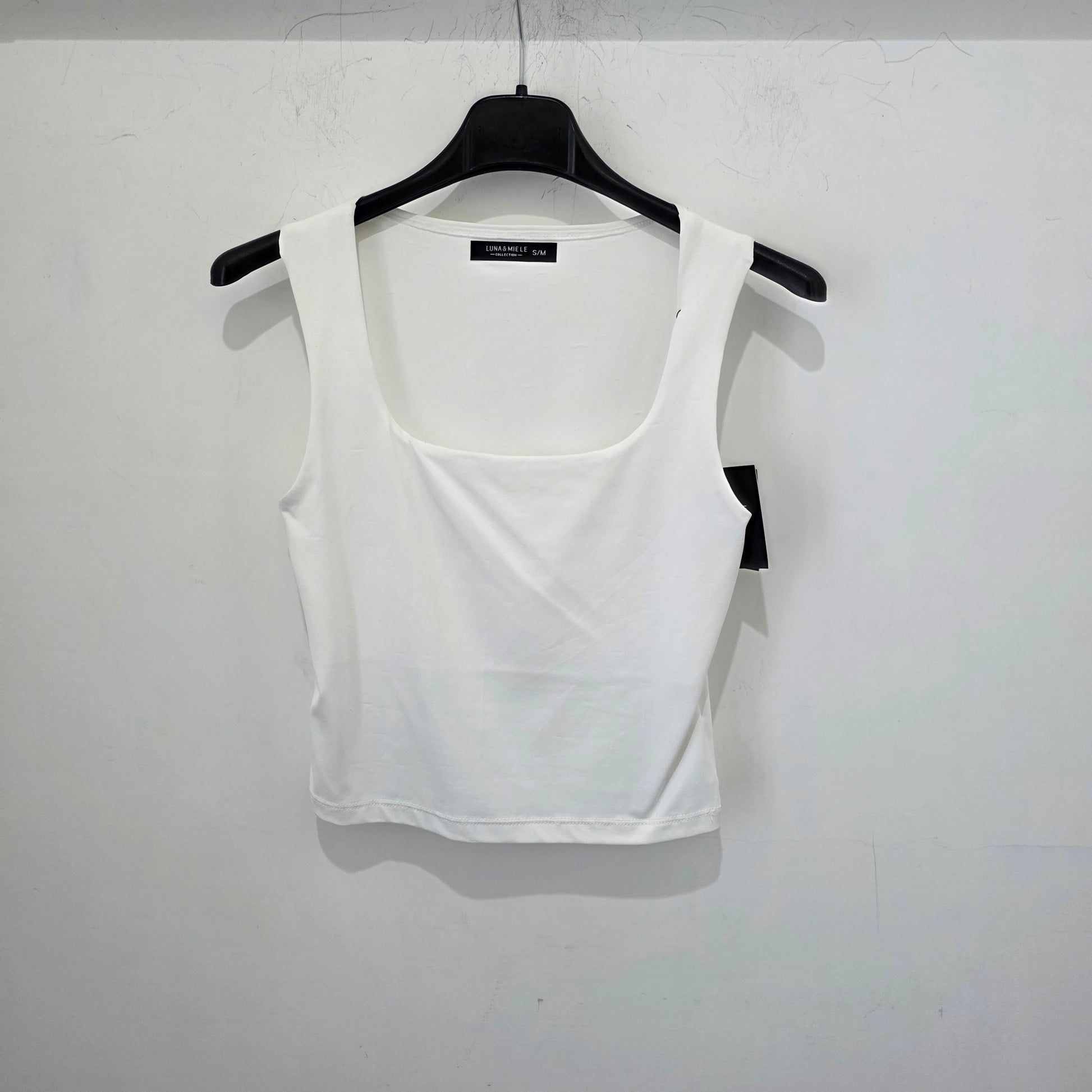 Top Crop Bianco Donna Senza Maniche in Cotone Elastico per Stile
