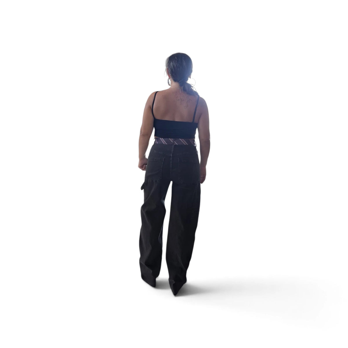 Jeans "Chic Utility" con Cravatta di Colore Blu e Nero